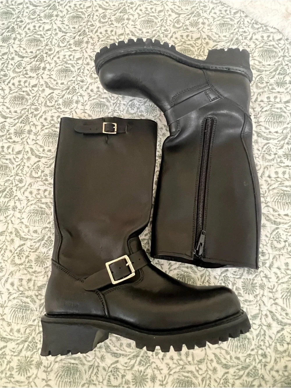Guide Gear Black Leather Side Zip 15” Engineer Motorcycle Boots Size 9EE